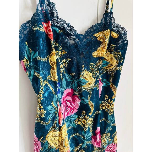 VTG 90s Victoria’s Secret Chemise Slip Dress Floral Satin Size M Sexy Lingerie - Picture 4 of 6